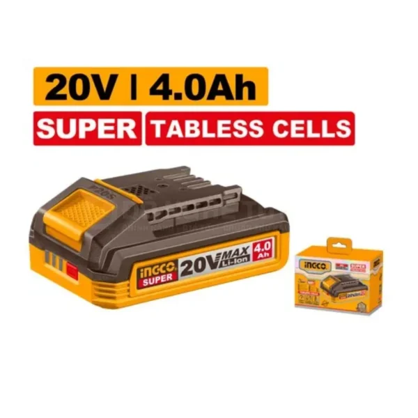 Pin sạc 20V Lithium tabless 4.0Ah INGCO FBLI2123, Hiệu suất cao, Bản Nâng Cấp 01