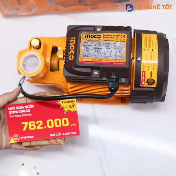 Máy bơm nước 370W Ingco VPM37068, mất hộp Chính Hãng, Giá Tốt