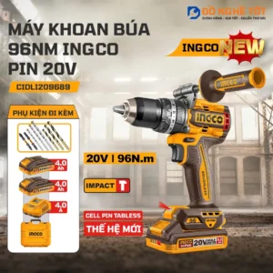 Máy khoan 3 chức năng 20V, 96Nm, Kẹp 13mm INGCO CIDLI209689 - Bản Nâng Cấp, Giá Tốt