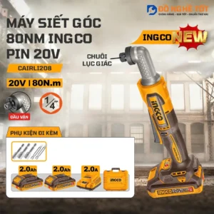 Máy siết vít góc hẹp 20V, 80Nm INGCO CAIRLI208, Chính Hãng, Giá Tốt
