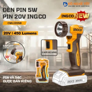 Thân đèn làm việc pin 20V 5W INGCO CWLI2058, Chính Hãng, Giá Tốt