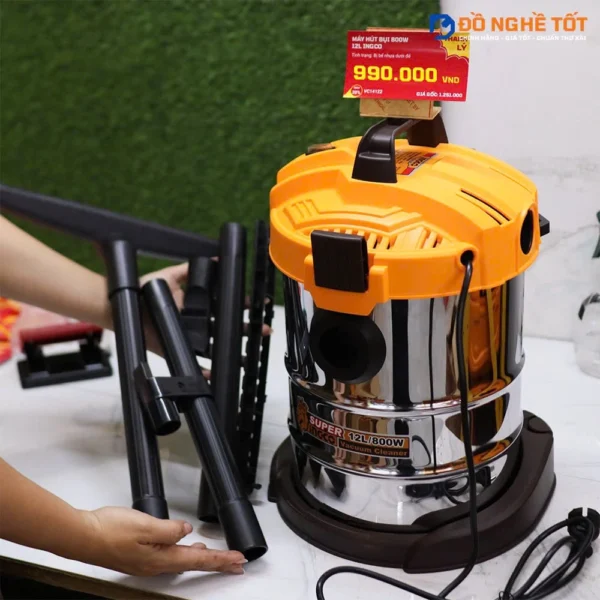 Thanh Lý Máy hút bụi 800W 12L Bị Bể vành nhựa, Ingco VC14122 Chính Hãng (1)