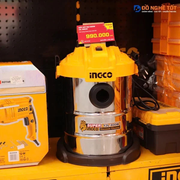 Thanh Lý Máy hút bụi 800W 12L Bị Bể vành nhựa, Ingco VC14122 Chính Hãng (2)