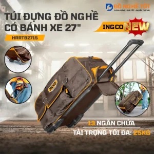 Vali kéo đựng dụng cụ có bánh xe 27 inch, tải 25kg INGCO HRRTB2715, Chính Hãng
