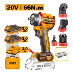 Bộ máy khoan vặn vít pin 20V, 4 đầu đa năng, 66Nm INGCO CDLI206686, Chính Hãng, Giá Tốt